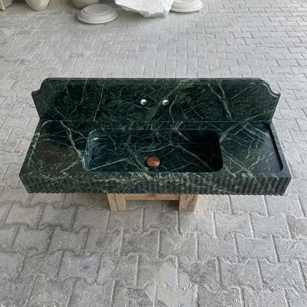 Calacatta Viola Marble square vessel sink — bird's eye view (photo 20)
