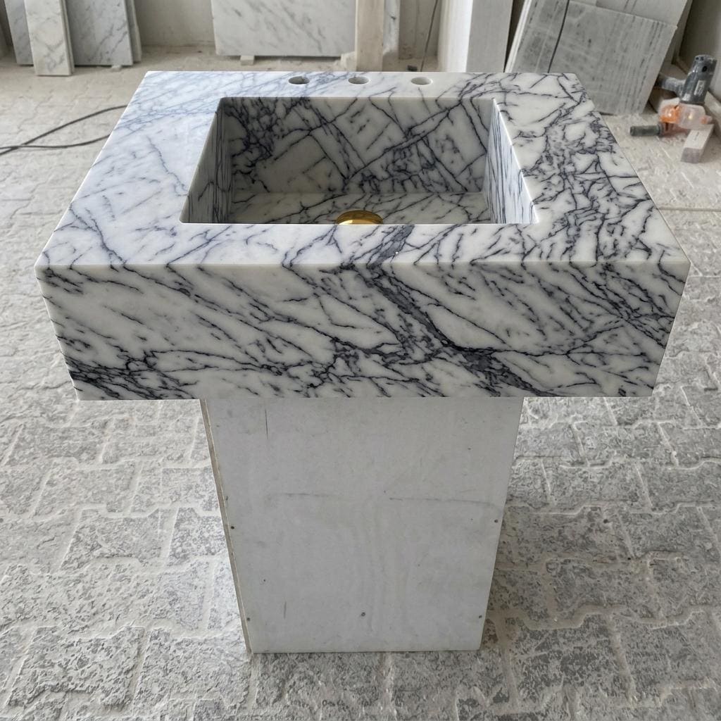 Lilac Marble wall mount sink — front view (photo 13)