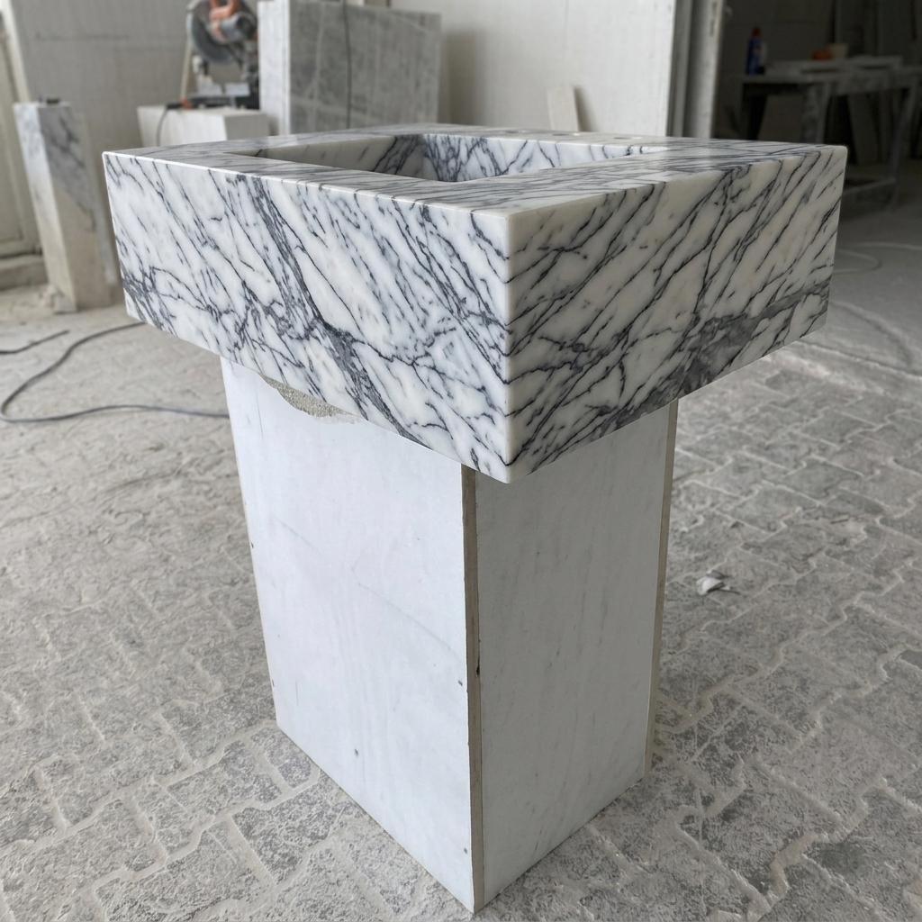 Lilac Marble wall mount sink — low-angle view (photo 14)