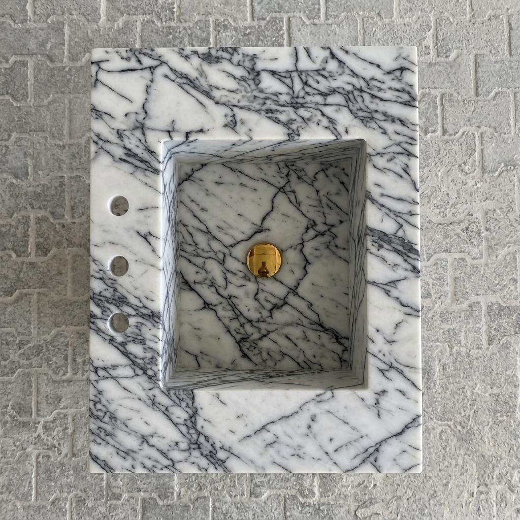 Lilac Marble wall mount sink — bird's eye view (photo 19)