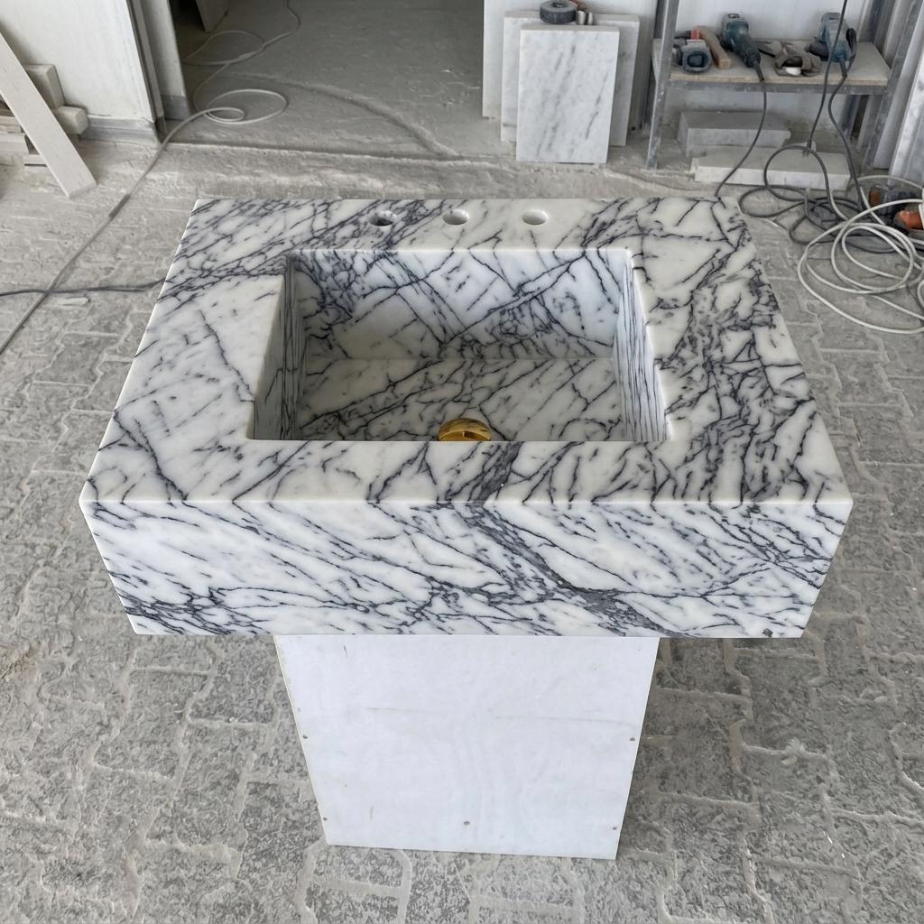 Lilac Marble wall mount sink — eye-level view (photo 20)