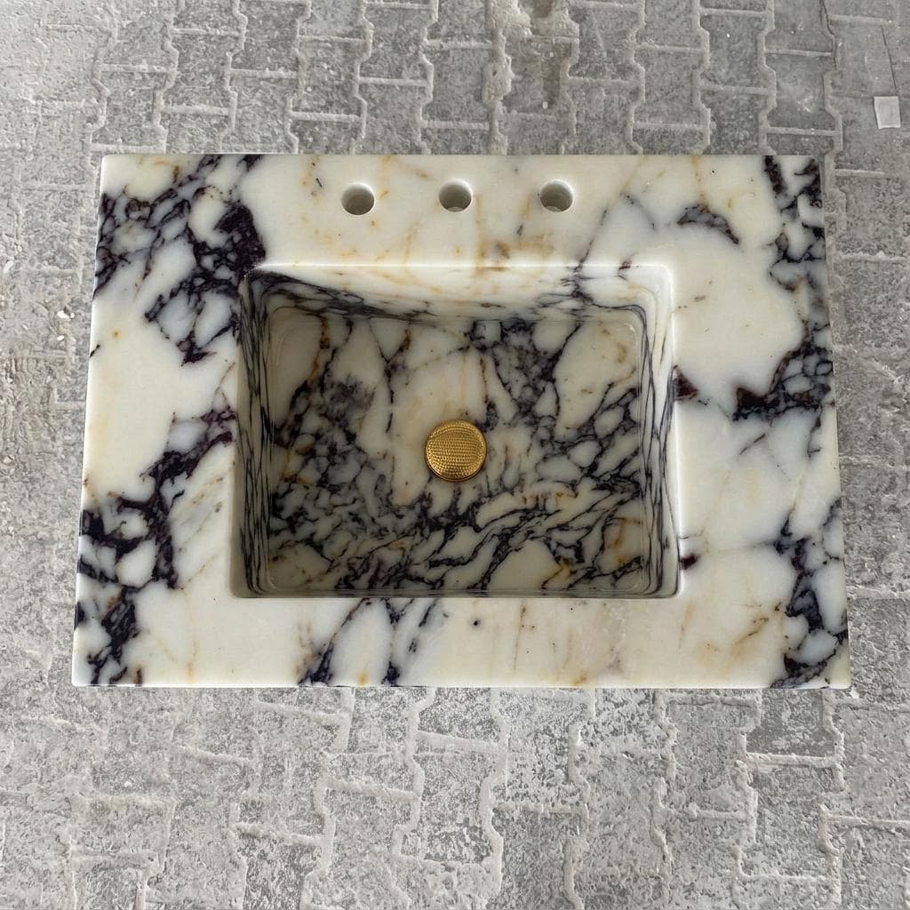 Calacatta Viola Marble square vessel sink — bird's eye view (photo 17)
