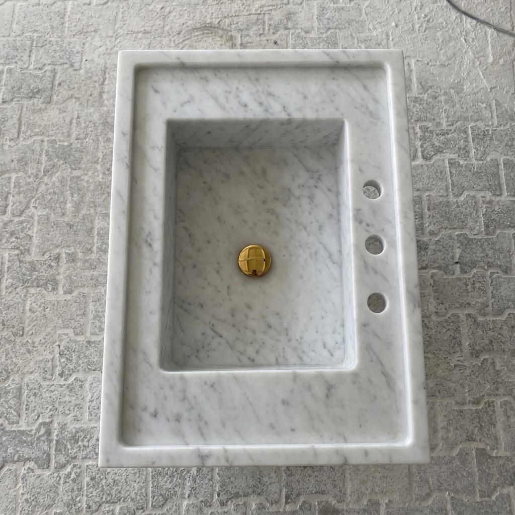 Carrara White Marble wall mount sink — bird's eye view (photo 19)
