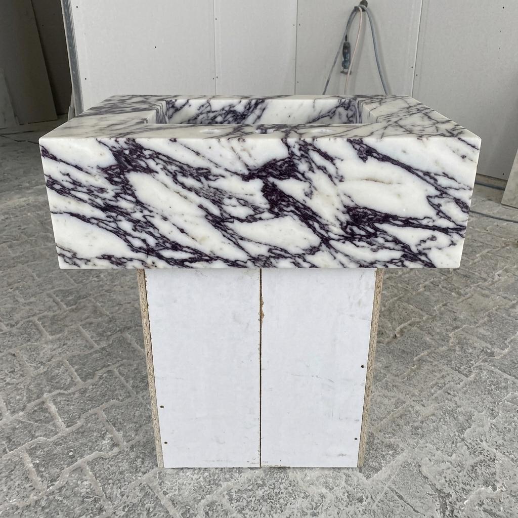Calacatta Viola Marble wall mount sink — product photograph (photo 3)