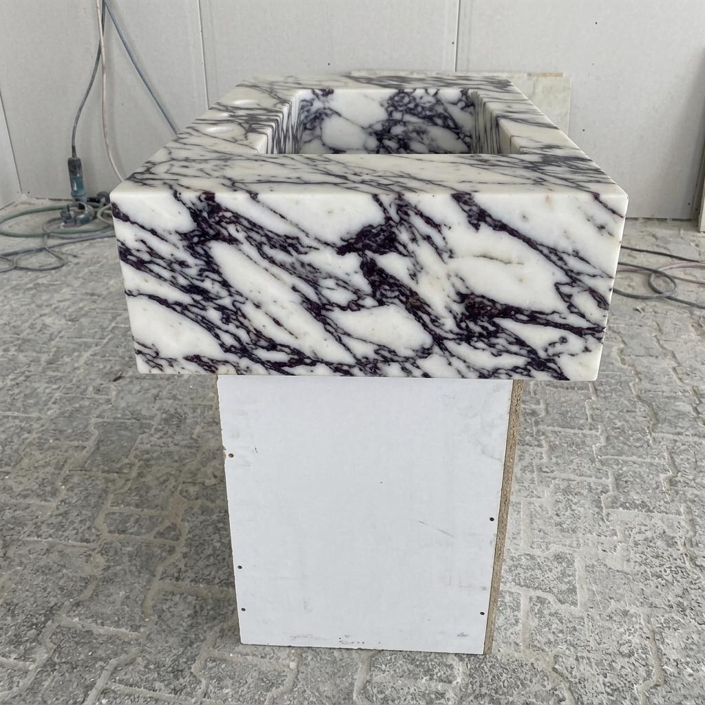 Calacatta Viola Marble wall mount sink — left side view (photo 4)