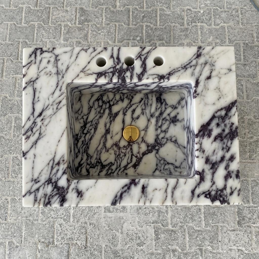 Calacatta Viola Marble wall mount sink — top-down view (photo 6)