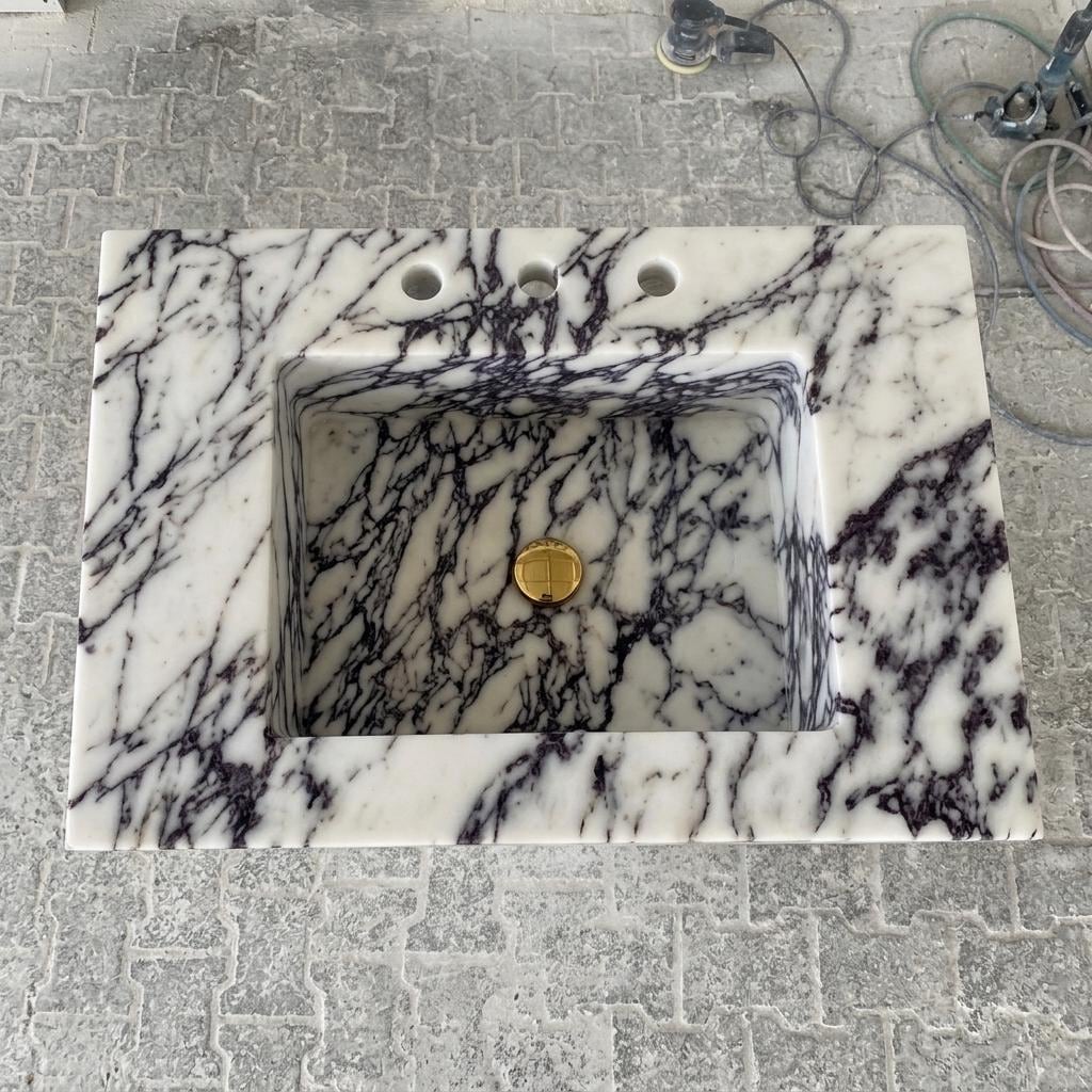 Calacatta Viola Marble wall mount sink — bird's eye view (photo 20)
