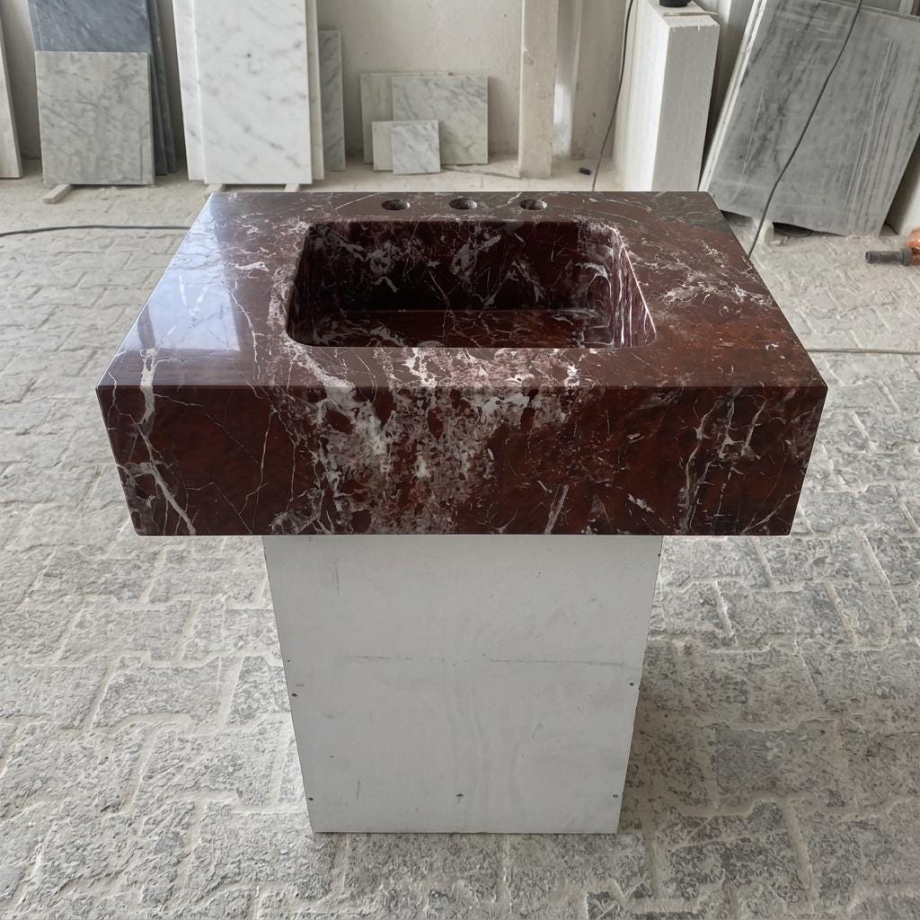 Calacatta Viola Marble wall mount sink — front view (photo 14)