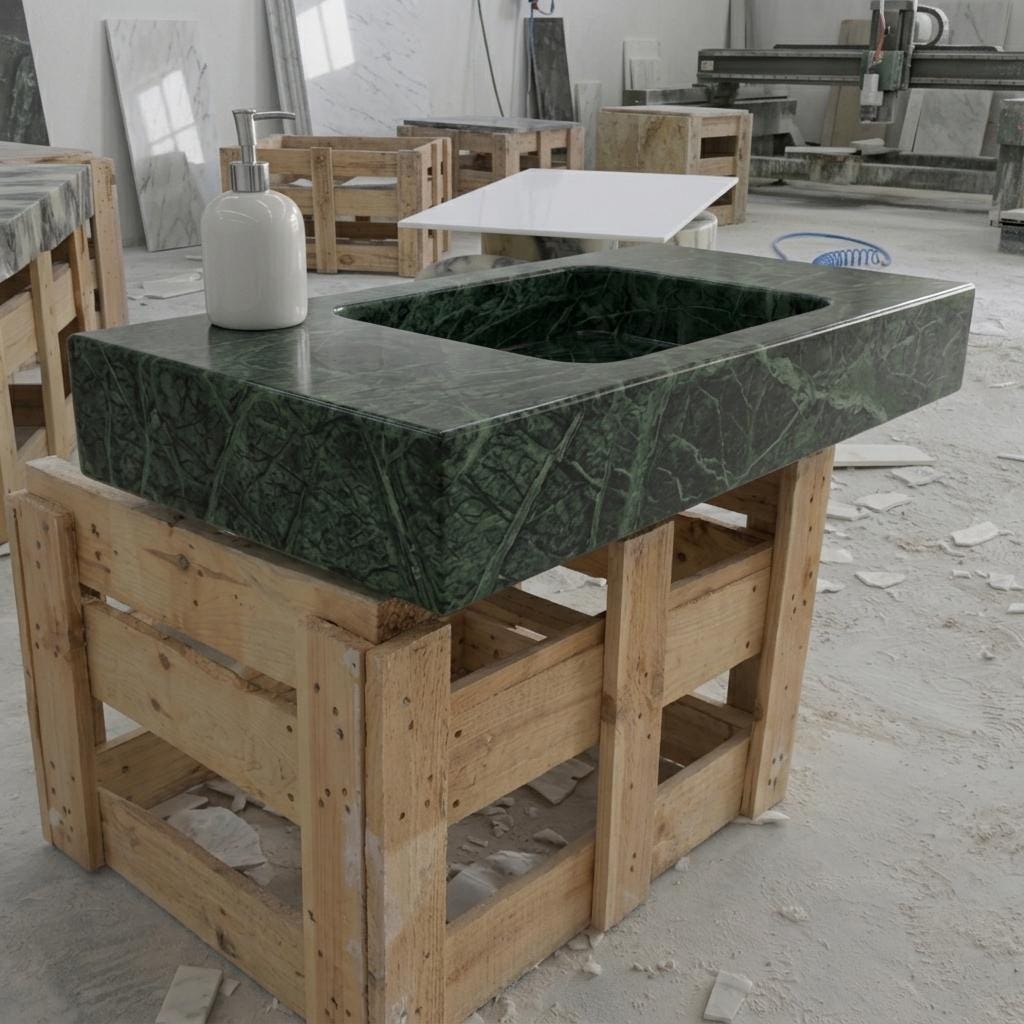 Verde Marble wall mount sink — low-angle view (photo 13)