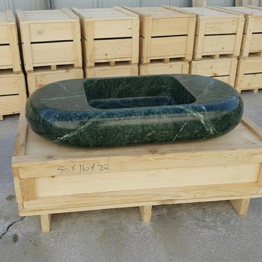 Verde Marble wall mount sink — left side view (photo 3)