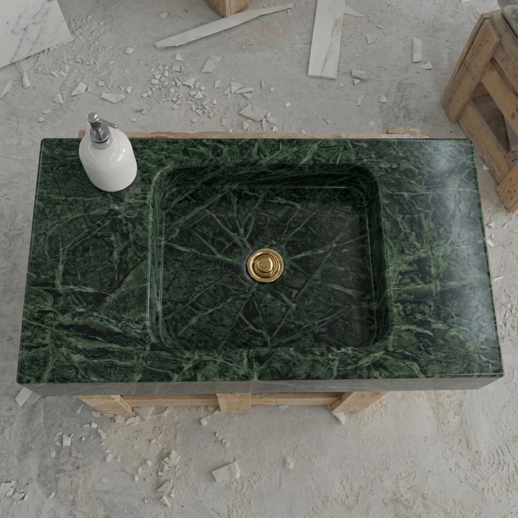 Verde Marble wall mount sink — top-down view (photo 4)
