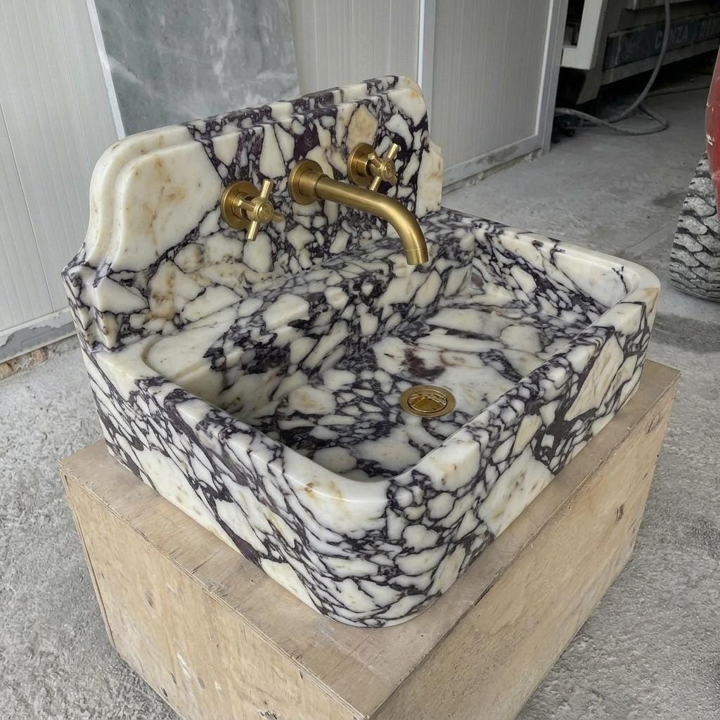 Calacatta Viola Marble square vessel sink — product photograph (photo 16)