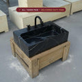 Handcarved Nero Marquina marble vessel sink by Marblyart, custom made to order — photo 1 of 17