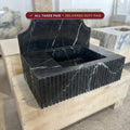 Handcarved Nero Marquina marble wall mounted sink by Marblyart, custom made to order — photo 1 of 14