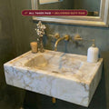 Handcarved Calacatta Gold marble vessel sink by Marblyart, custom made to order — photo 1 of 13