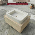 Handcarved Carrara marble floating vanity sink by Marblyart, custom made to order — photo 1 of 7