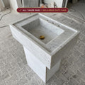 Handcarved Carrara marble wall mounted sink by Marblyart, custom made to order — photo 1 of 11
