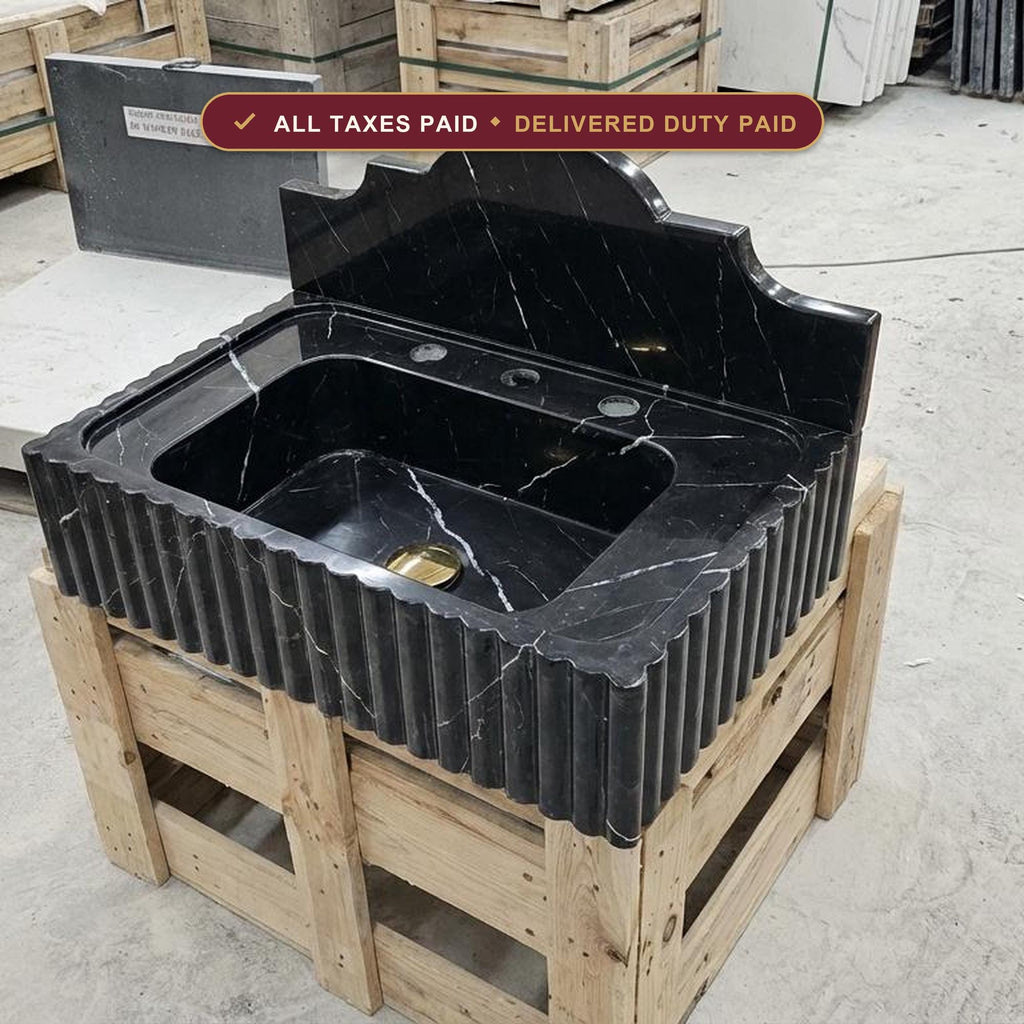 Handcarved natural marble marble floating vanity sink by Marblyart, custom made to order — photo 1 of 11