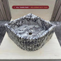 Handcarved Calacatta Viola marble fluted vessel sink by Marblyart, custom made to order — photo 1 of 16
