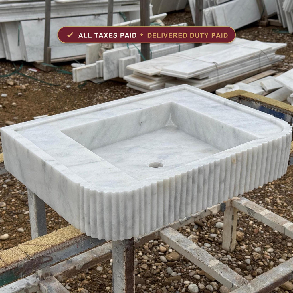 Handcarved Carrara marble vessel sink by Marblyart, custom made to order — photo 1 of 12