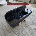 Handcarved Nero Marquina marble floating vanity sink by Marblyart, custom made to order — photo 1 of 12