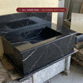 Handcarved Nero Marquina marble wall mounted sink by Marblyart, custom made to order — photo 1 of 13