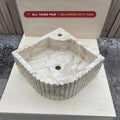Handcarved Calacatta Gold marble fluted vessel sink by Marblyart, custom made to order — photo 1 of 17