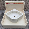 Handcarved Carrara marble fluted vessel sink by Marblyart, custom made to order — photo 1 of 13