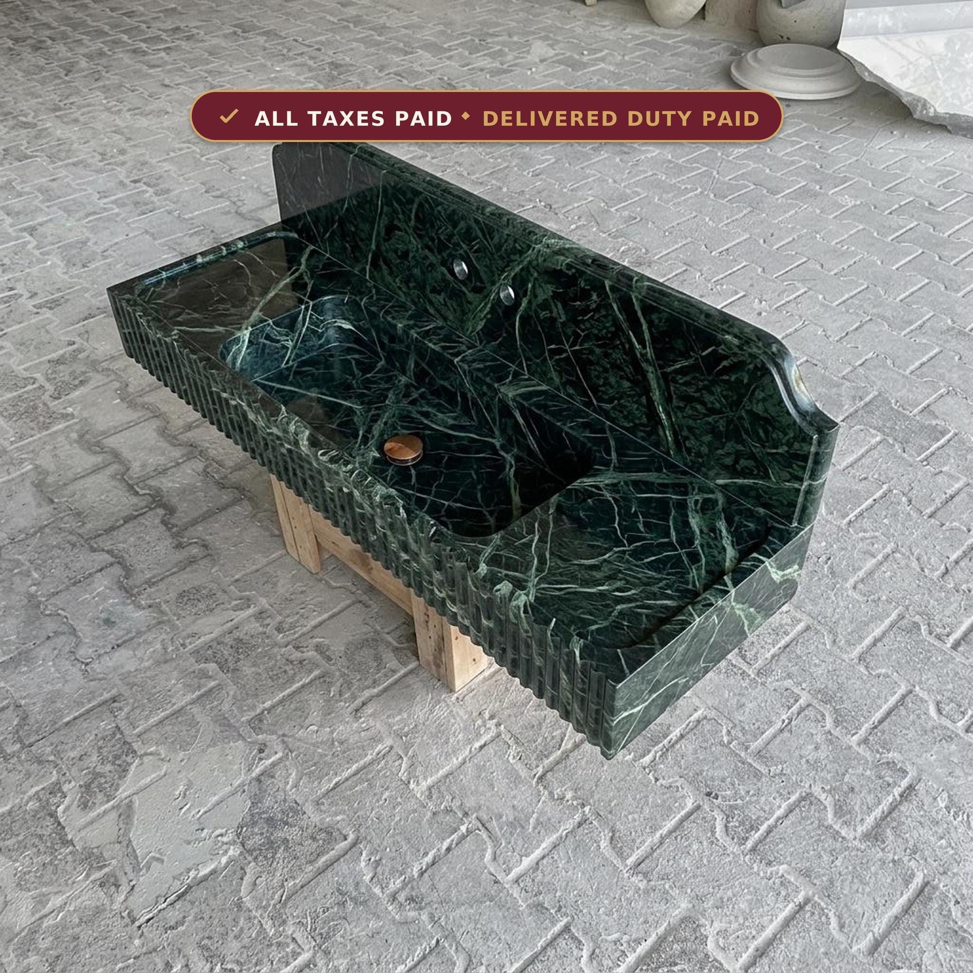Calacatta Viola Marble square vessel sink — product photograph