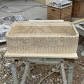 Beige Travertine square vessel sink — front view (photo 2)