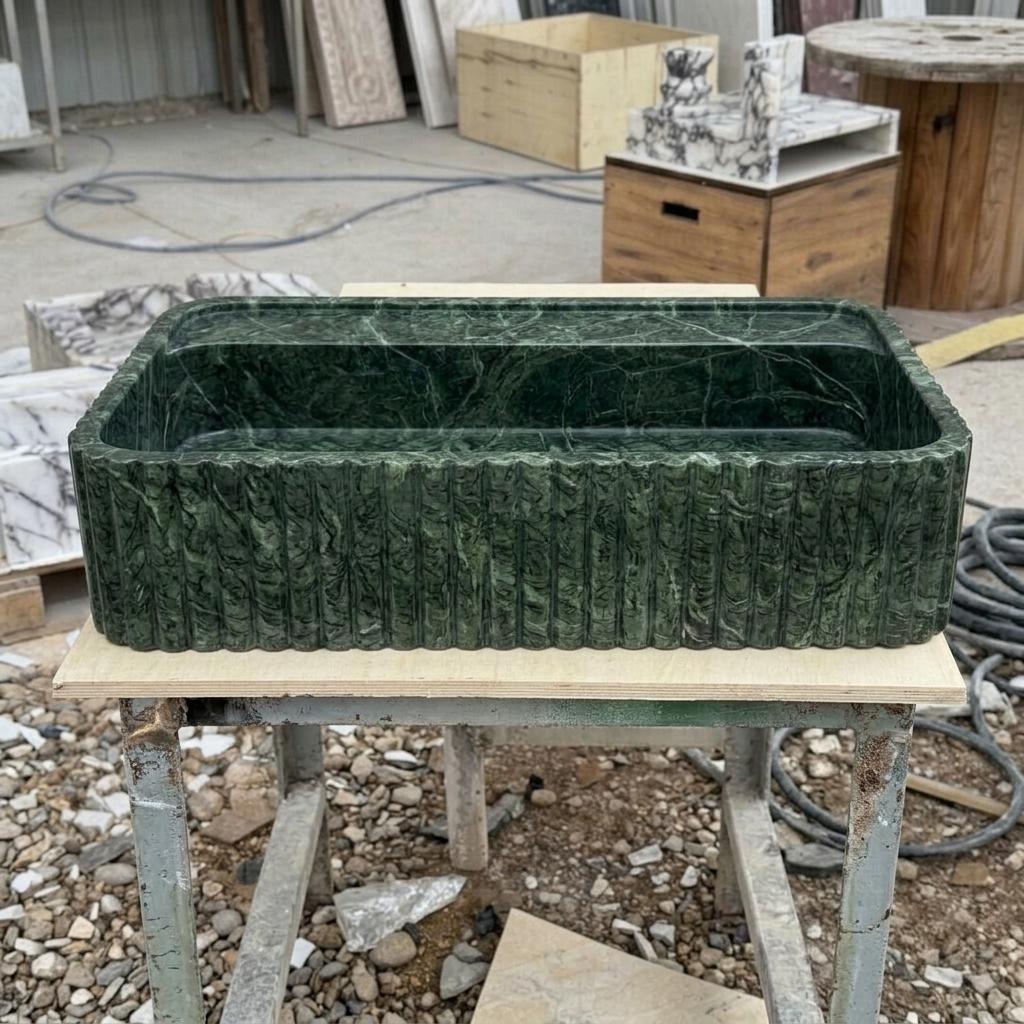 Calacatta Viola Marble square vessel sink — product photograph