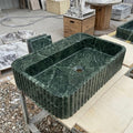 Calacatta Viola Marble square vessel sink — high-angle view (photo 11)