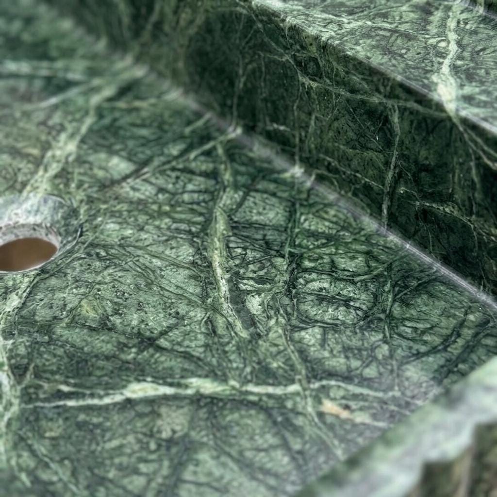 Calacatta Viola Marble square vessel sink — close-up of marble veining (photo 14)