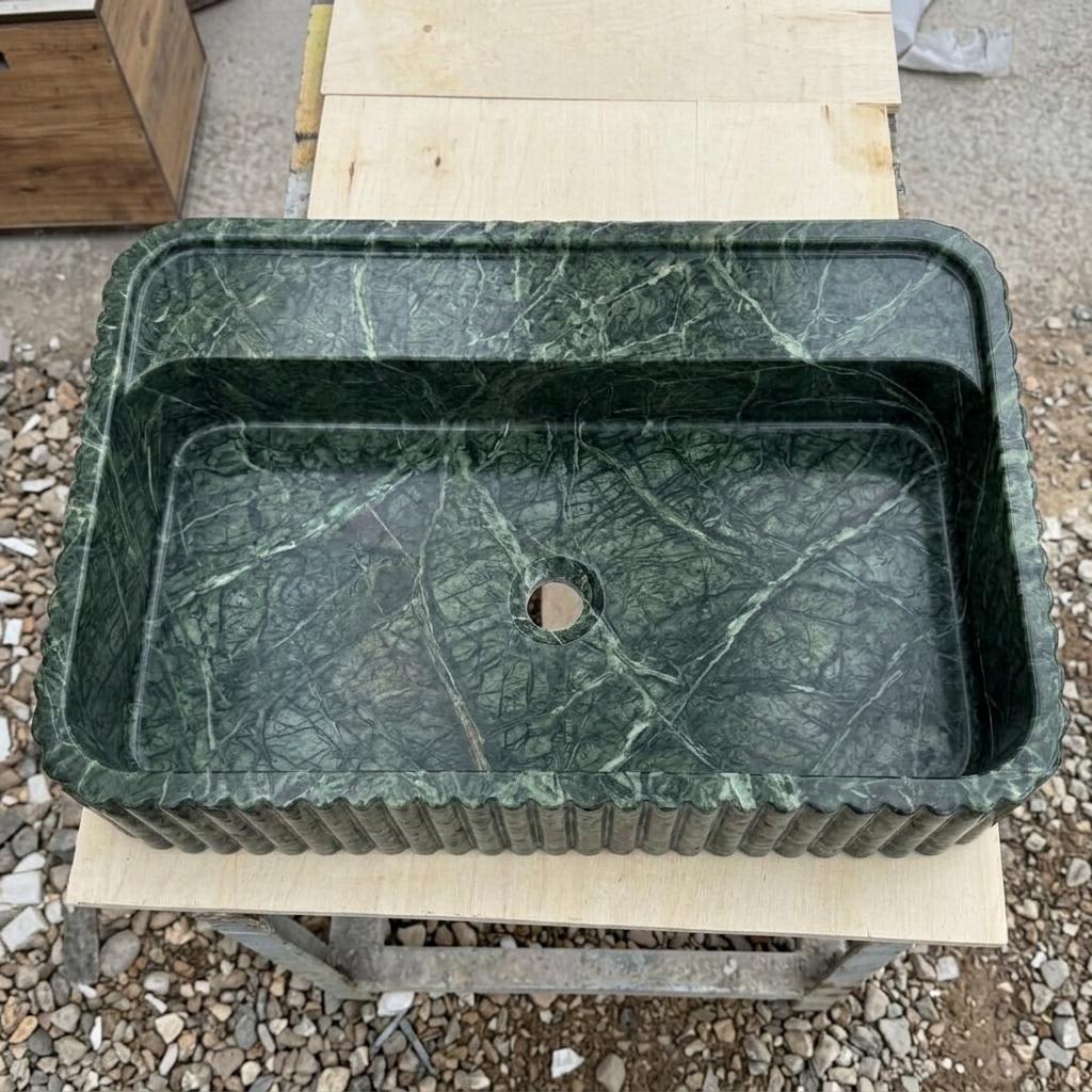 Calacatta Viola Marble square vessel sink — bird's eye view (photo 18)