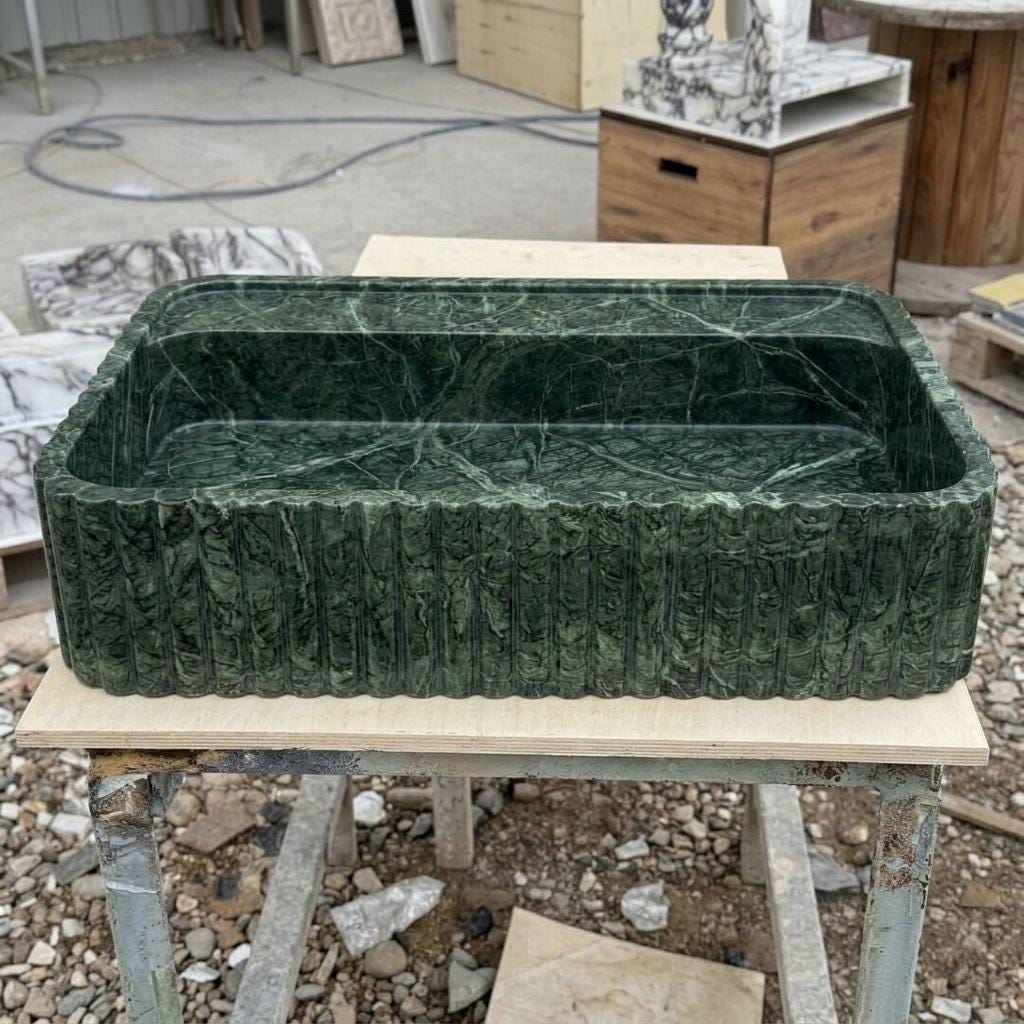 Calacatta Viola Marble square vessel sink — eye-level view (photo 19)