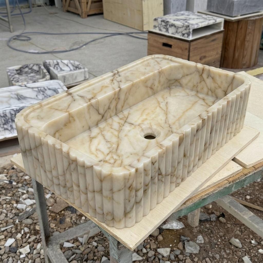Calacatta Gold Marble square vessel sink — product photograph (photo 16)
