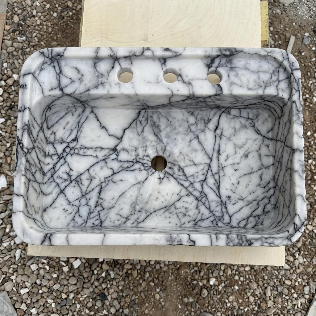 Lilac Marble square vessel sink — top-down view (photo 5)