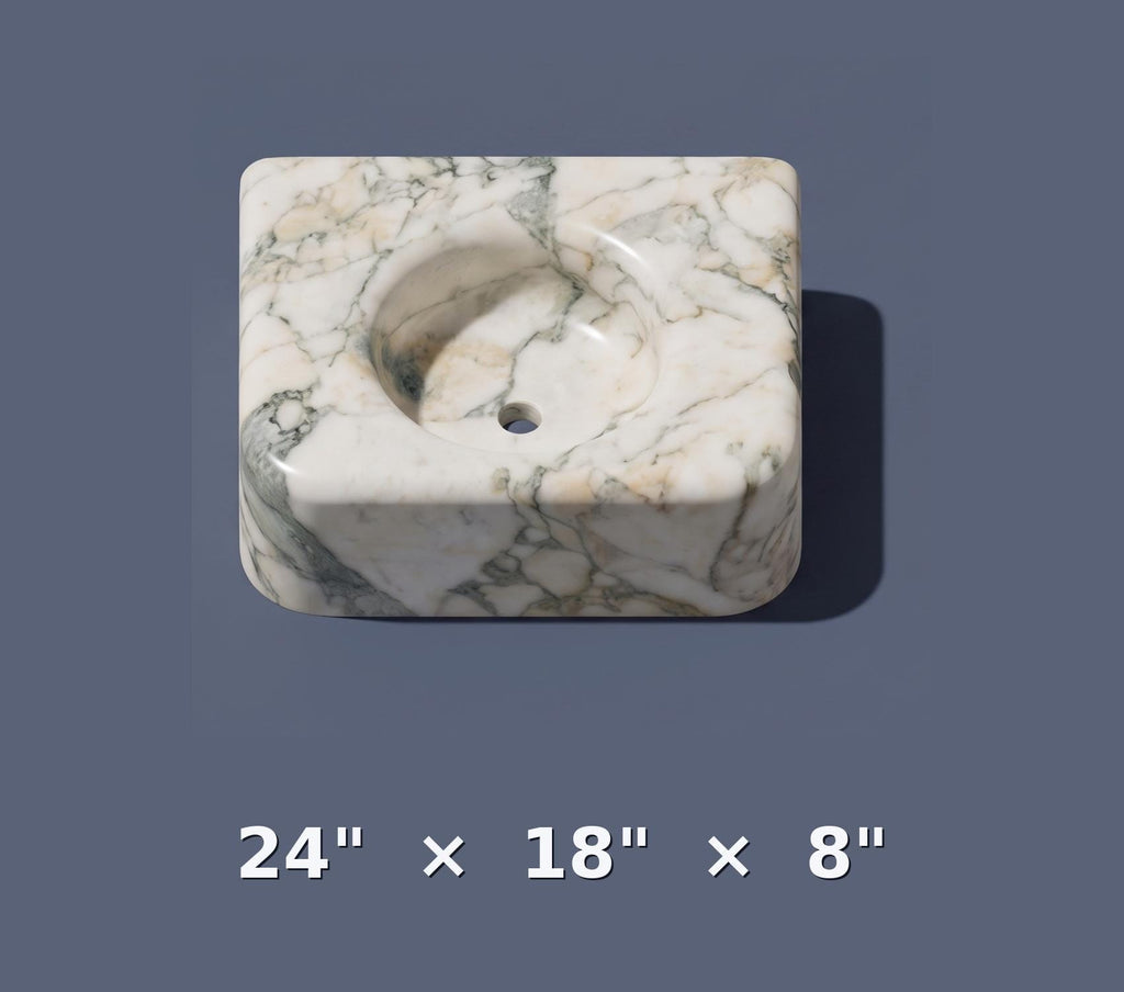 White Marble Vessel Sink, Luxury Bathroom Vanity Decor, Handcarved