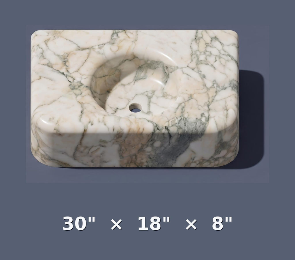 White Marble Vessel Sink, Luxury Bathroom Vanity Decor, Handcarved