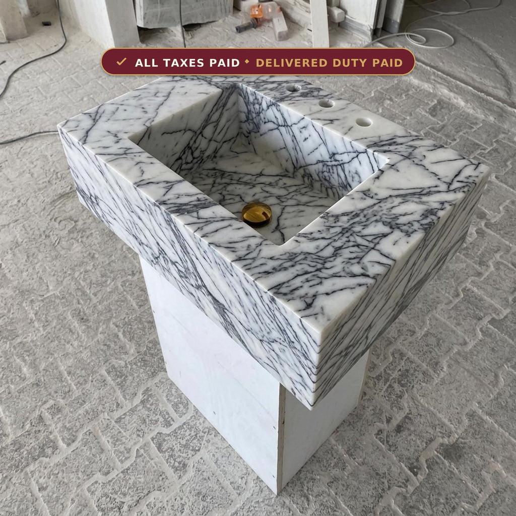 Lilac Marble wall mount sink — product photograph