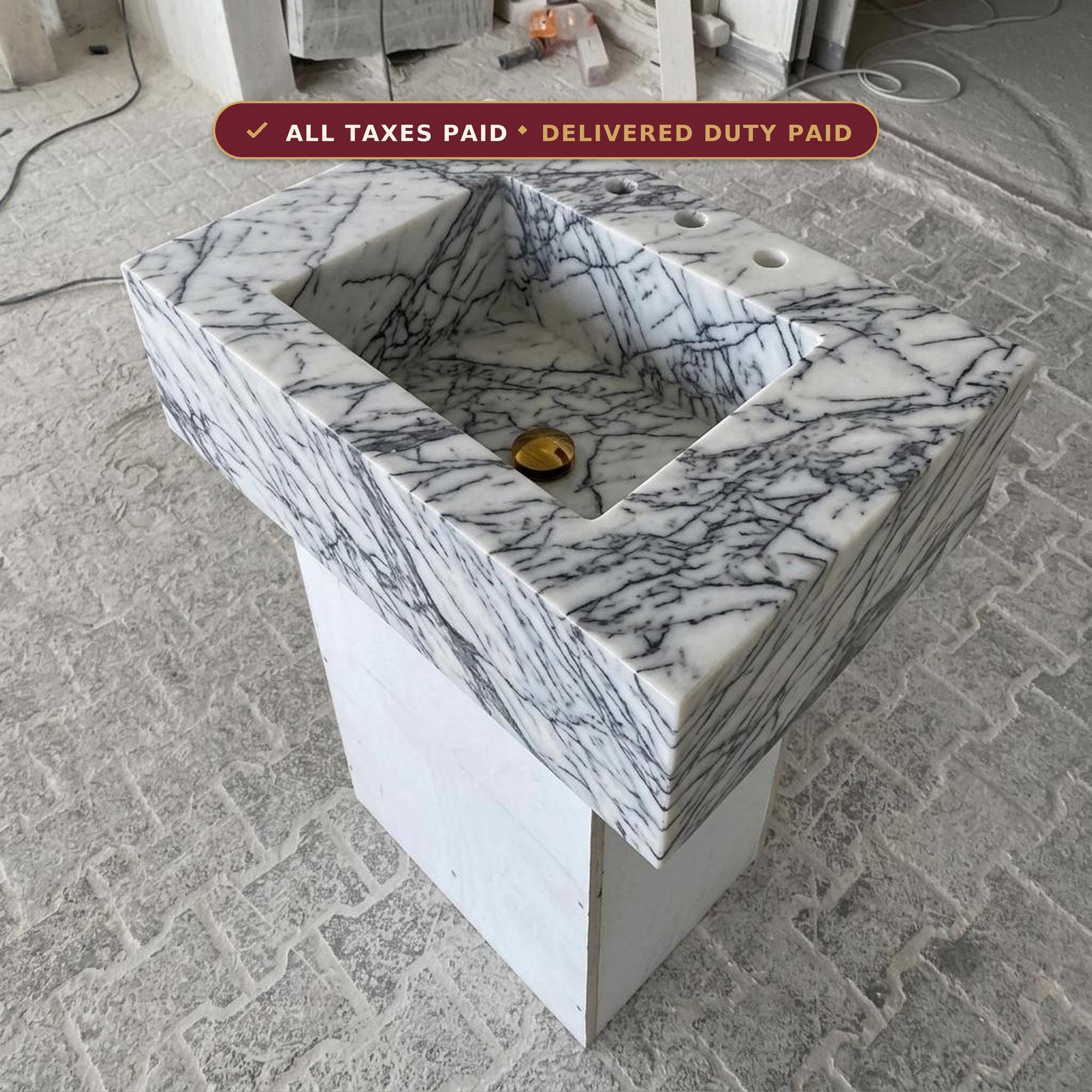 Lilac Marble wall mount sink — product photograph