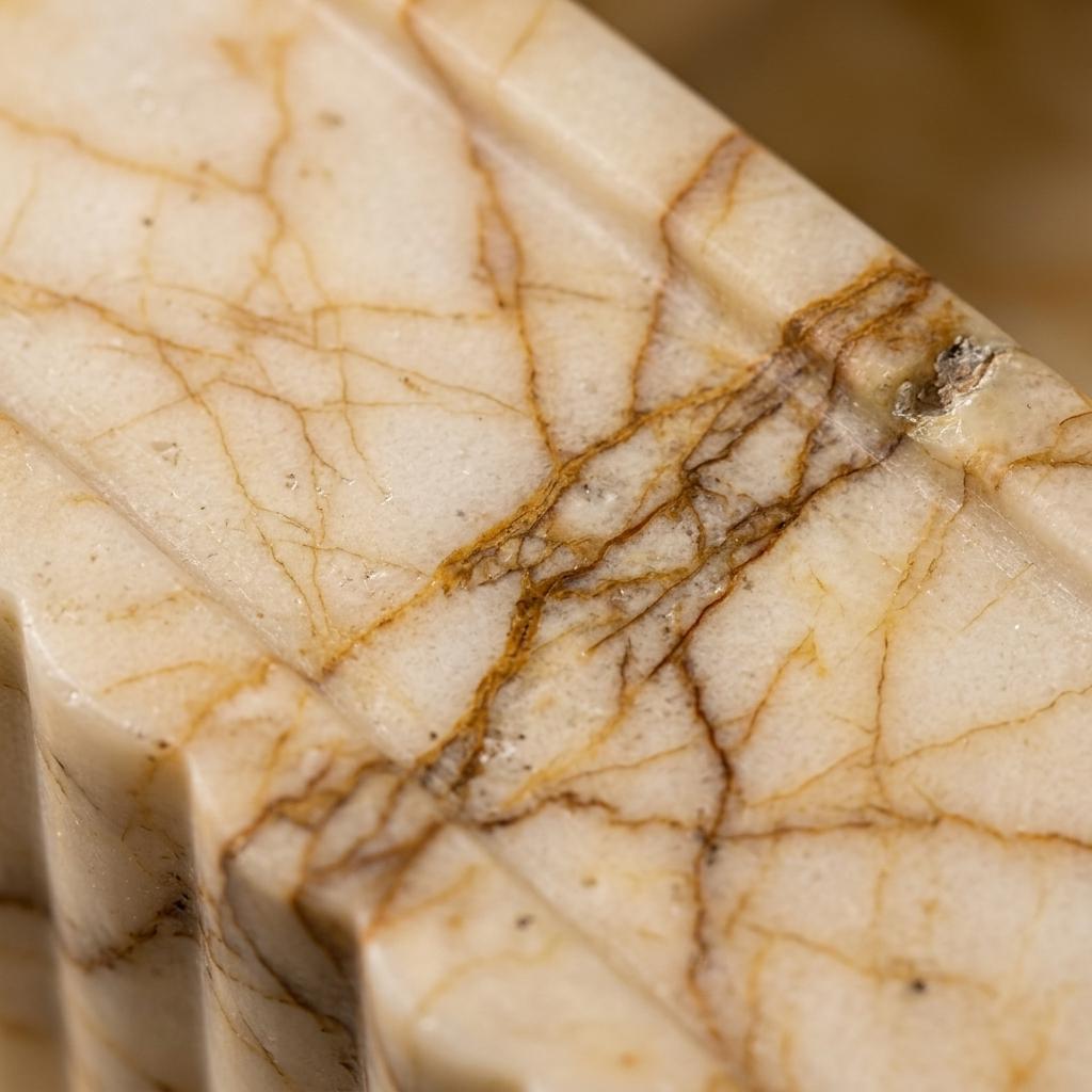 Calacatta Gold Marble square vessel sink — close-up of marble veining (photo 14)