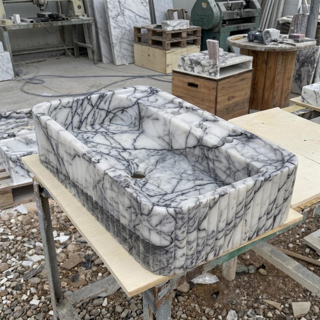 Lilac Marble square vessel sink — full wide shot (photo 16)