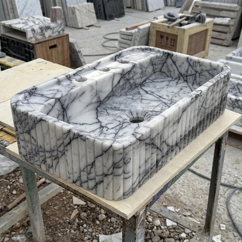 Lilac Marble square vessel sink — product photograph (photo 17)