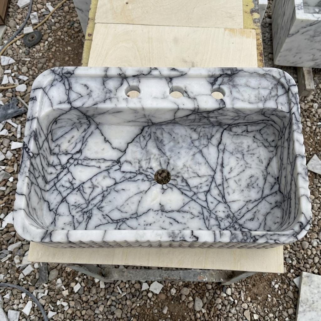 Lilac Marble square vessel sink — bird's eye view (photo 19)