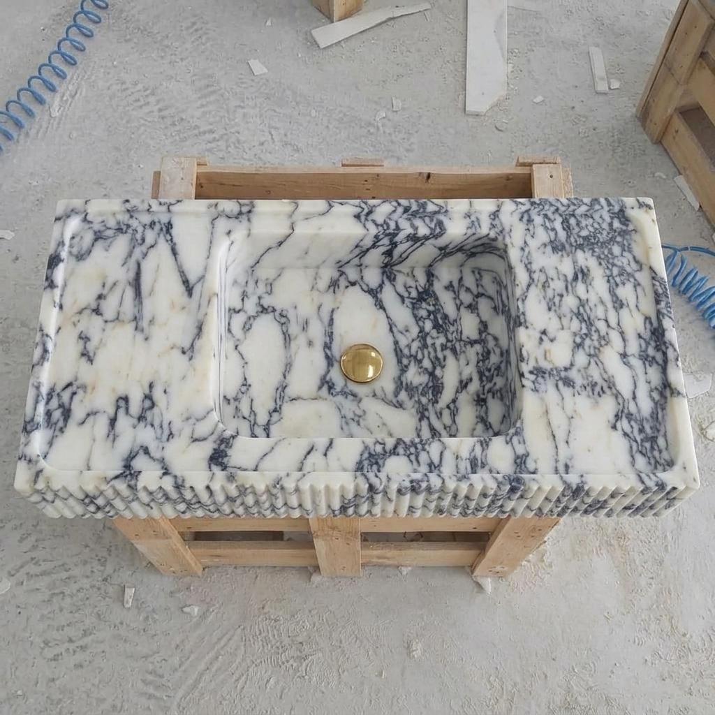 Calacatta Viola Marble wall mount sink — bird's eye view (photo 15)