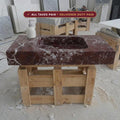 Rosso Levanto Marble Wall Mount Sink, Bespoke, Wall Hung Bathroom Basin