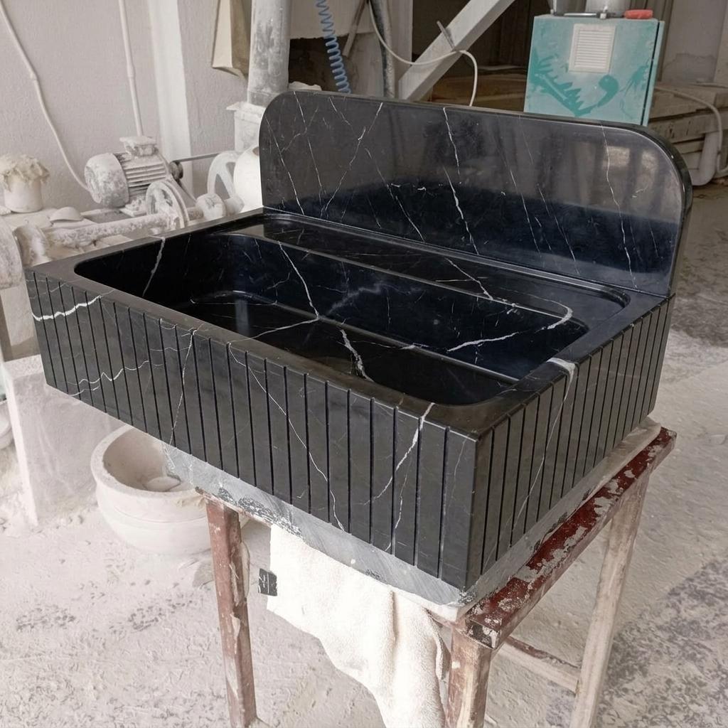 Nero Marquina Marble wall mount sink — product photograph