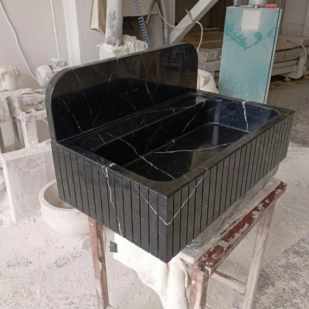 Nero Marquina Marble wall mount sink — product photograph (photo 12)
