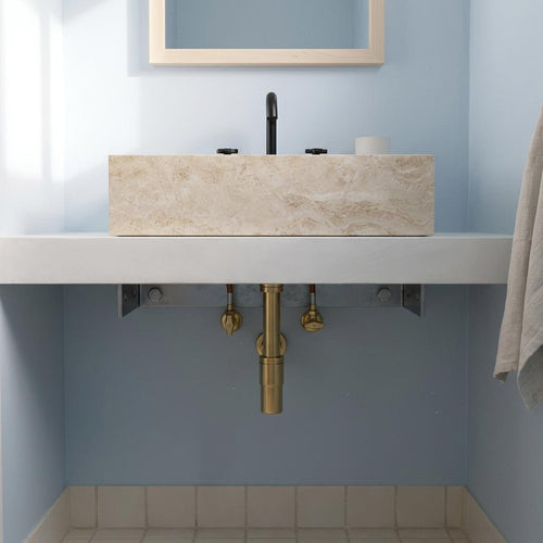 Beige Travertine wall mount sink — product photograph